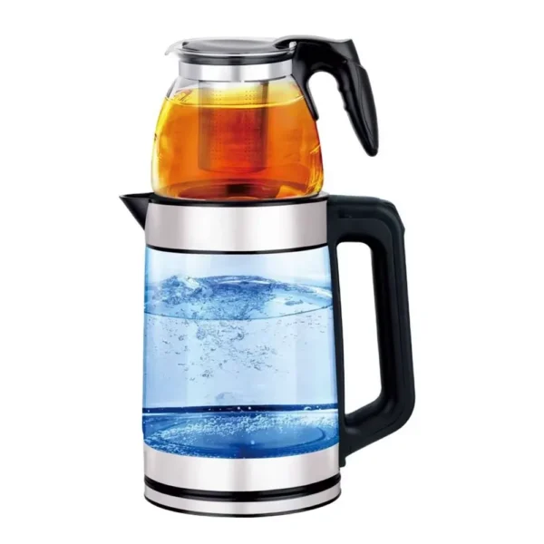 Hervidor 2.2L de Vidrio Templado más Tetera 1500W X10