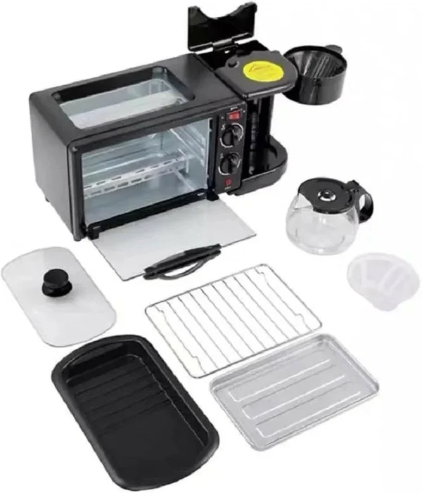 Máquina 3 en 1 de Desayuno Horno,Parrilla y Cafetera 1800W 16L X4