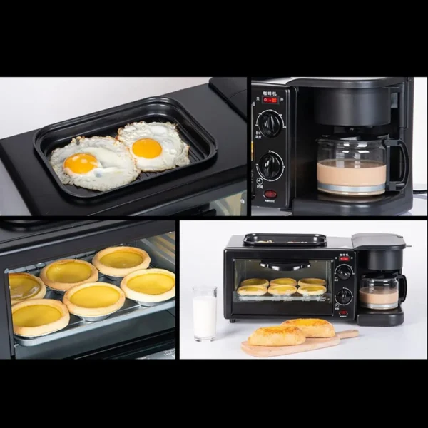 Máquina 3 en 1 de Desayuno Horno,Parrilla y Cafetera 1800W 16L X4 - Imagen 2