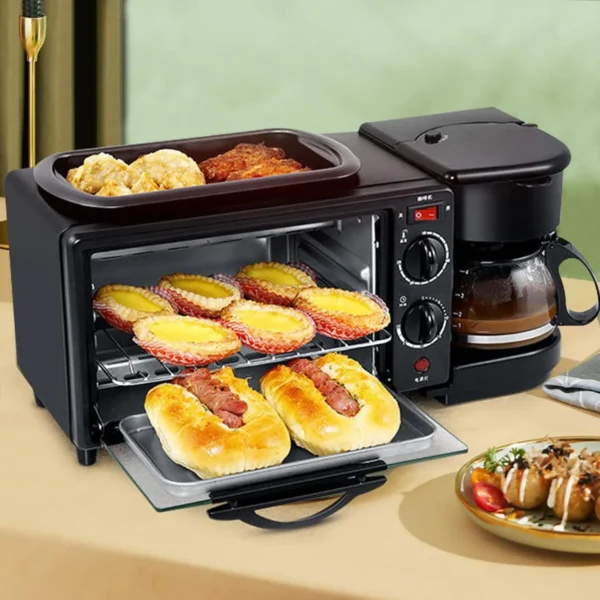 Máquina 3 en 1 de Desayuno Horno,Parrilla y Cafetera 1800W 16L X4 - Imagen 4
