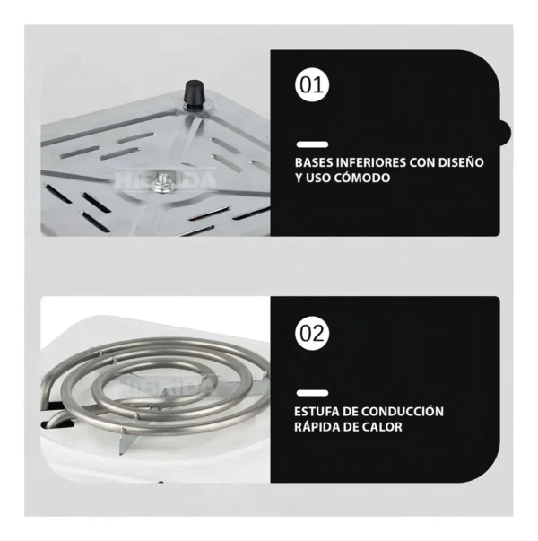 Cocina de Dos Hornilla en Espiral  2000W X6 - Imagen 2