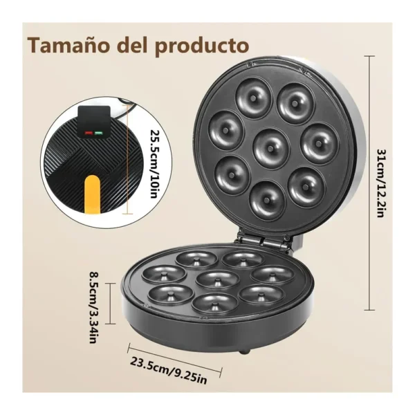 Máquina de Mini Donas de 8 Moldes Antiadherente 1400W X10 - Imagen 4