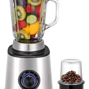 Licuadora Inox de Vaso de Vidrio 1.5L más Moledor de Granos 800W X6