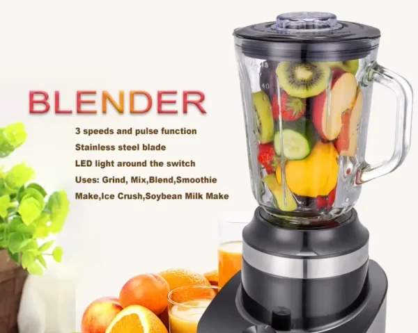 Licuadora Inox de Vaso de Vidrio 1.5L más Moledor de Granos 800W X6 - Imagen 5