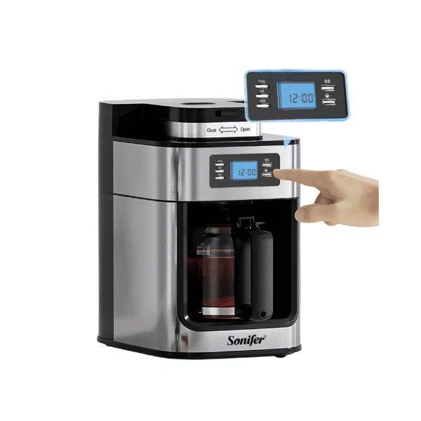 Máquina Cafetera de 1.2L con pantalla LED más Molinillo de Granos 1050W X2
