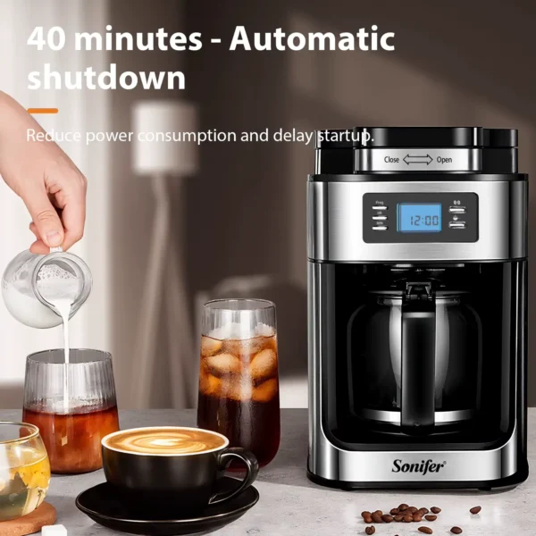 Máquina Cafetera de 1.2L con pantalla LED más Molinillo de Granos 1050W X2 - Imagen 4
