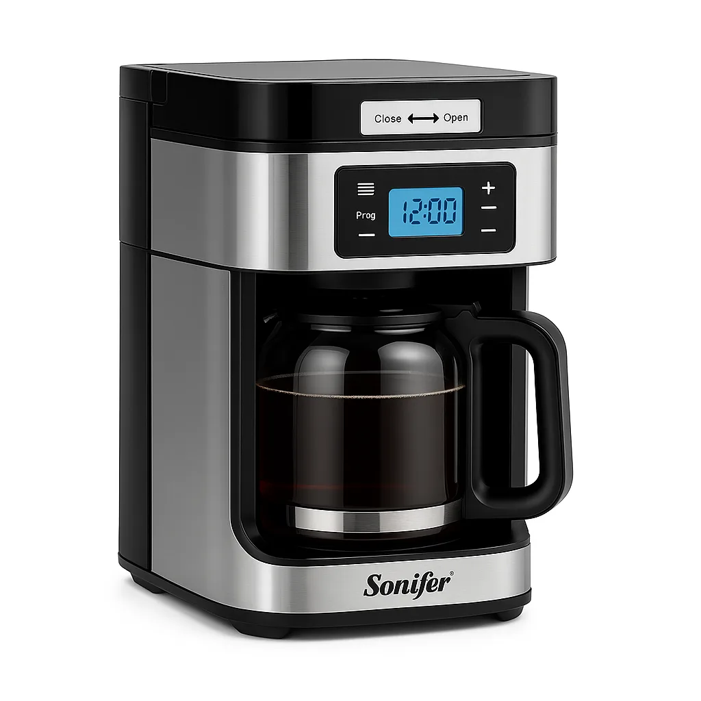 Máquina Cafetera de 1.2L con pantalla LED más Molinillo de Granos 1050W X2