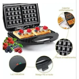Waflera de 02 Moldes Antiadherente 800W X12